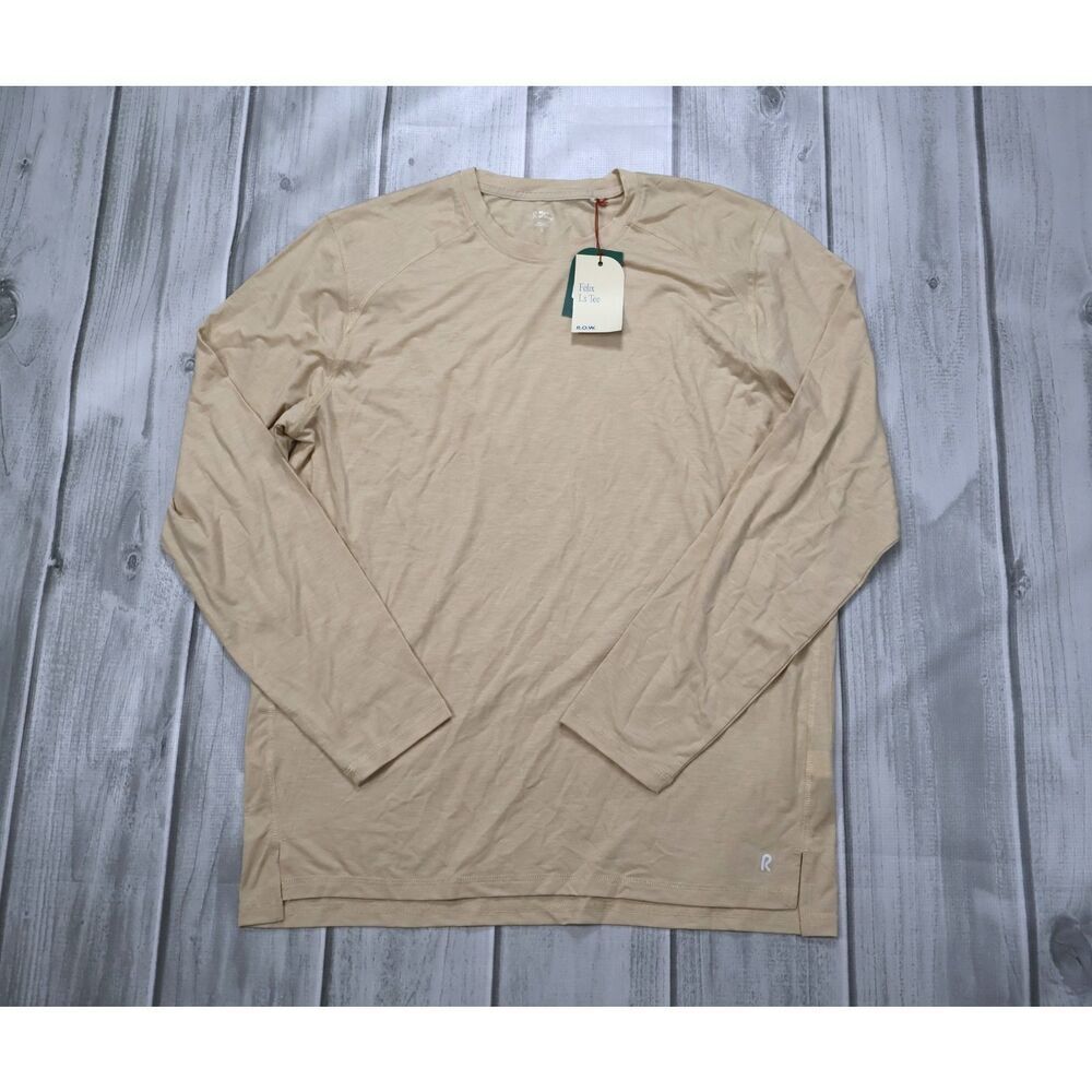 NEW R.O.W. Men's Felix Long Sleeve Breathable T-shirt Heather Irish Cream